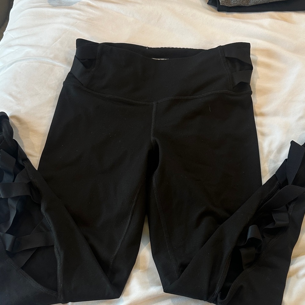 Victoria’s Secret sport athletica Black Kids Leggings with Side Strap Cutouts